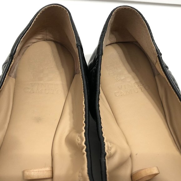 Vince Camuto Eryn Black Leather Ballet Flats 10 - Picture 8 of 11